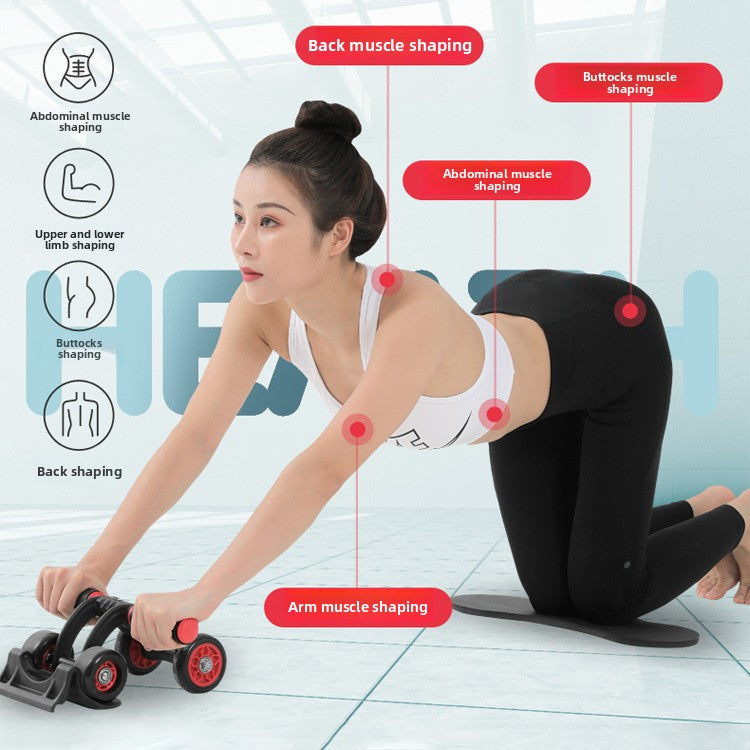 Four-Wheel Ab Roller with Knee Pad